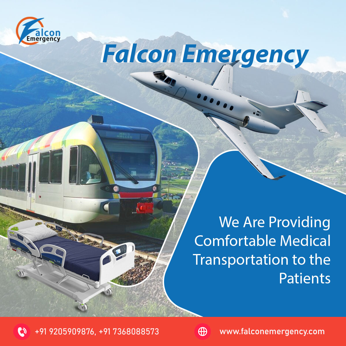 With Trained Medical Crew Get Falcon Emergency Train Ambulance Services in Kolkata