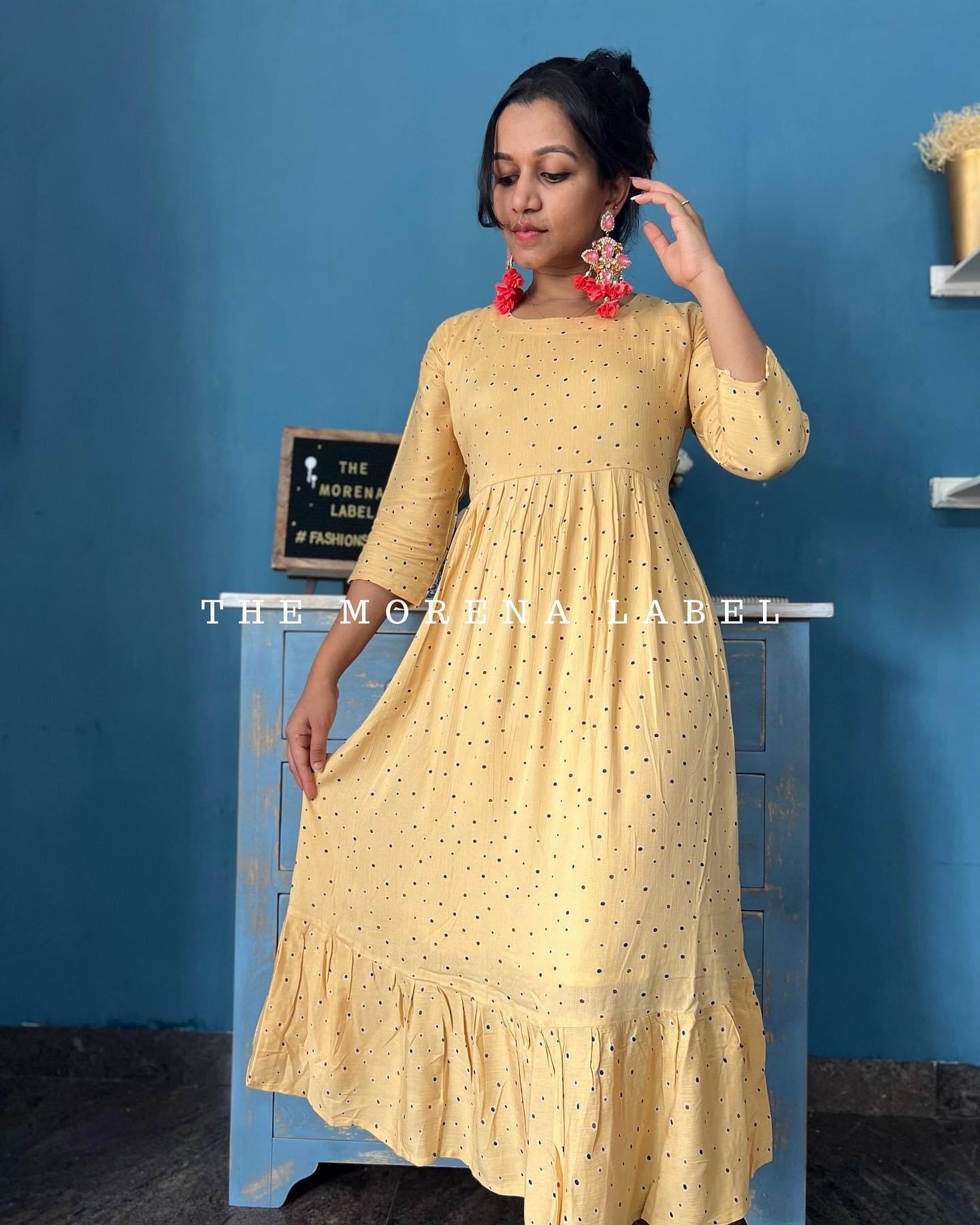 Polka Dress- Mustard Yellow | The MoReNa Label  | Free Shipping across India | DM 