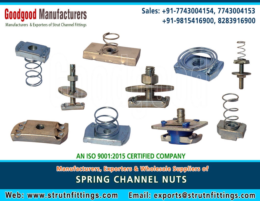 Spring Channel Nut / Channel Nuts manufacturers suppliers wholesale exporters in India https://www.strutnfittings.com +91-77430-04154, +91-77430-04153, +91-98154-16900