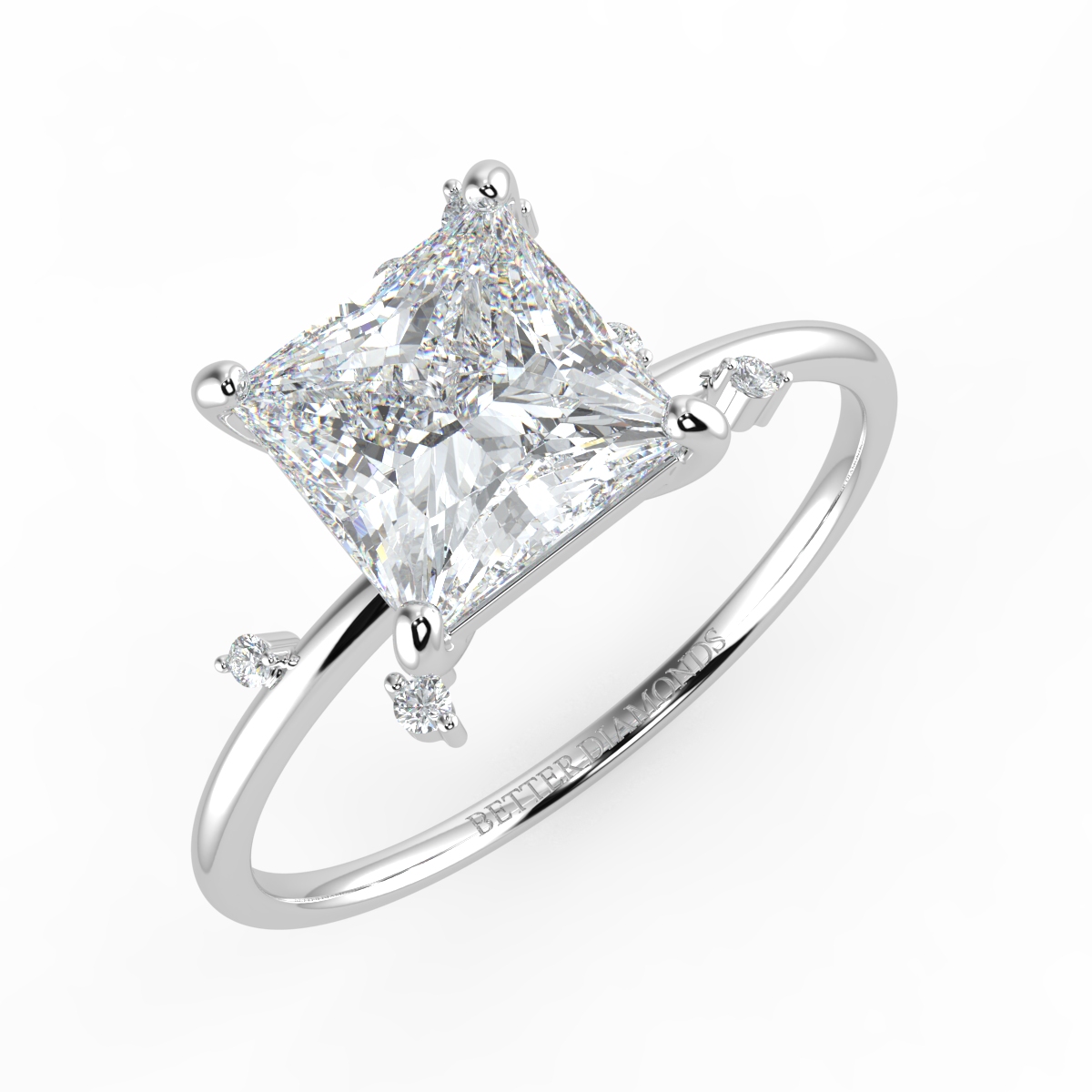 Exquisite Princess Cut Diamond Solitaire Engagement Ring