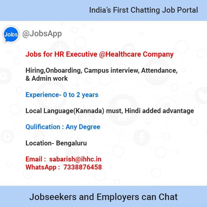 Jobs for Hr executive @ health company 