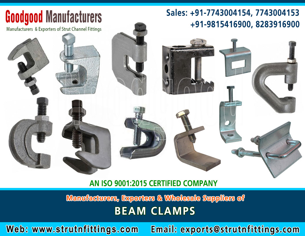 Beam Clamps manufacturers suppliers wholesale exporters in India https://www.strutnfittings.com +91-77430-04154, +91-77430-04153, +91-98154-16900