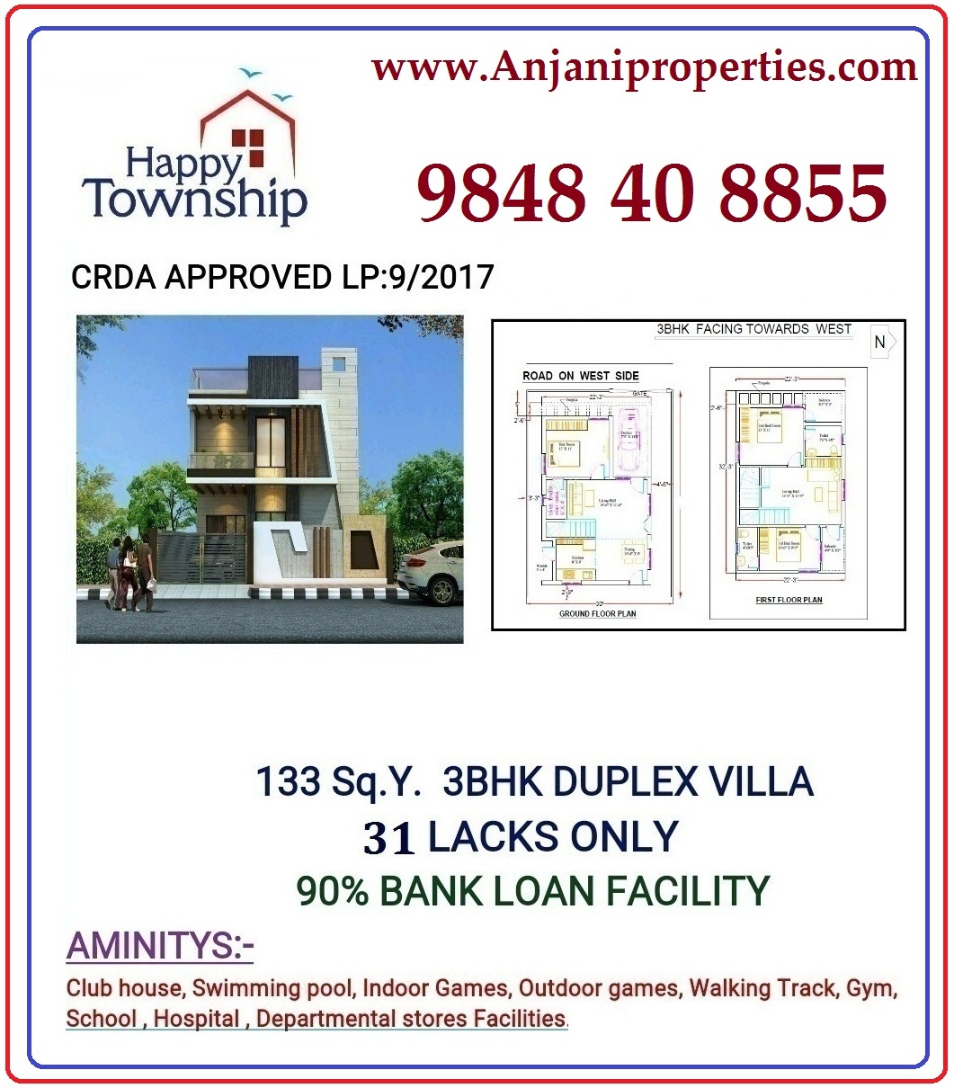 3BHK Duplex Villa for 31 Lacks only. A Well Gated Community suituated near Kanchikacherala, Vijayawada.