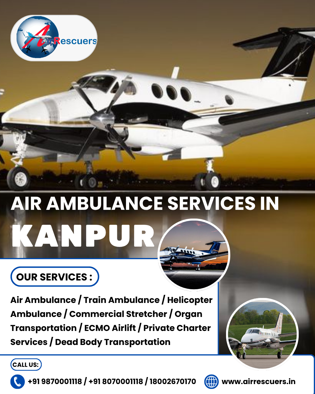 Fast Air Ambulance Care in Kanpur, Available 24/7