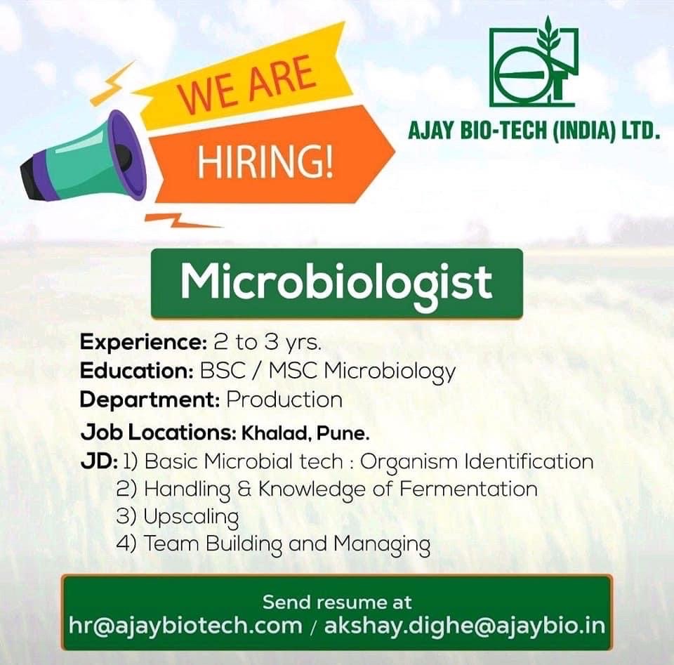 WE AREHIRING!AJAY BIO-TECH (INDIA) LTD.Microbiologist